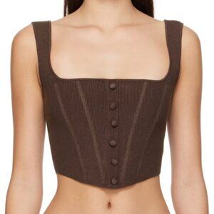 GUZIO Knit Brown Corset Top Size Large